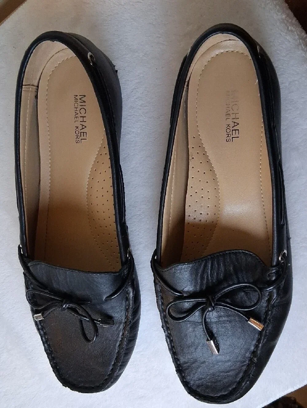 Michael Kors Black Leather Bow Moccasin Loafers
